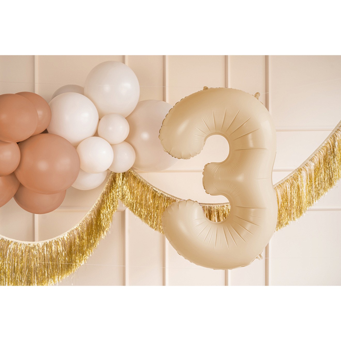 1 Balloon XL - Zahl 3 - Beige