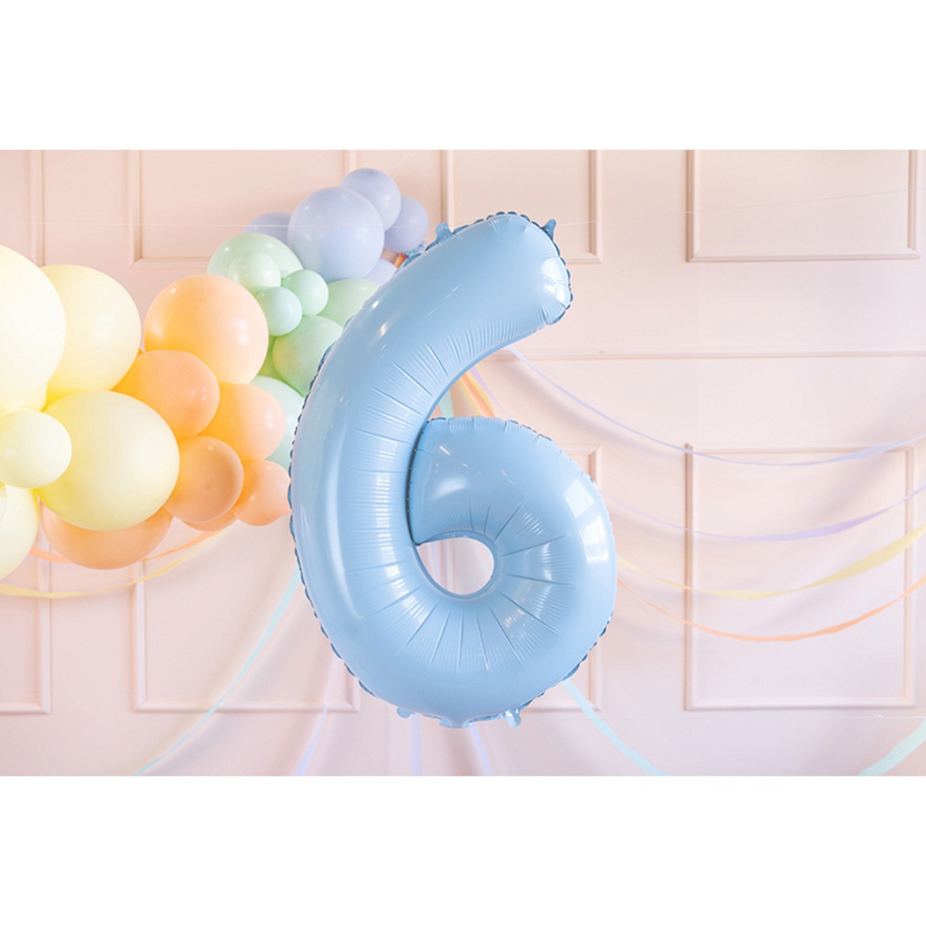 1 Balloon XL - Zahl 6 - Hellblau