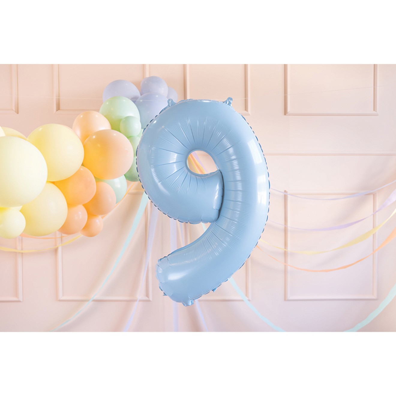 1 Balloon XL - Zahl 9 - Hellblau