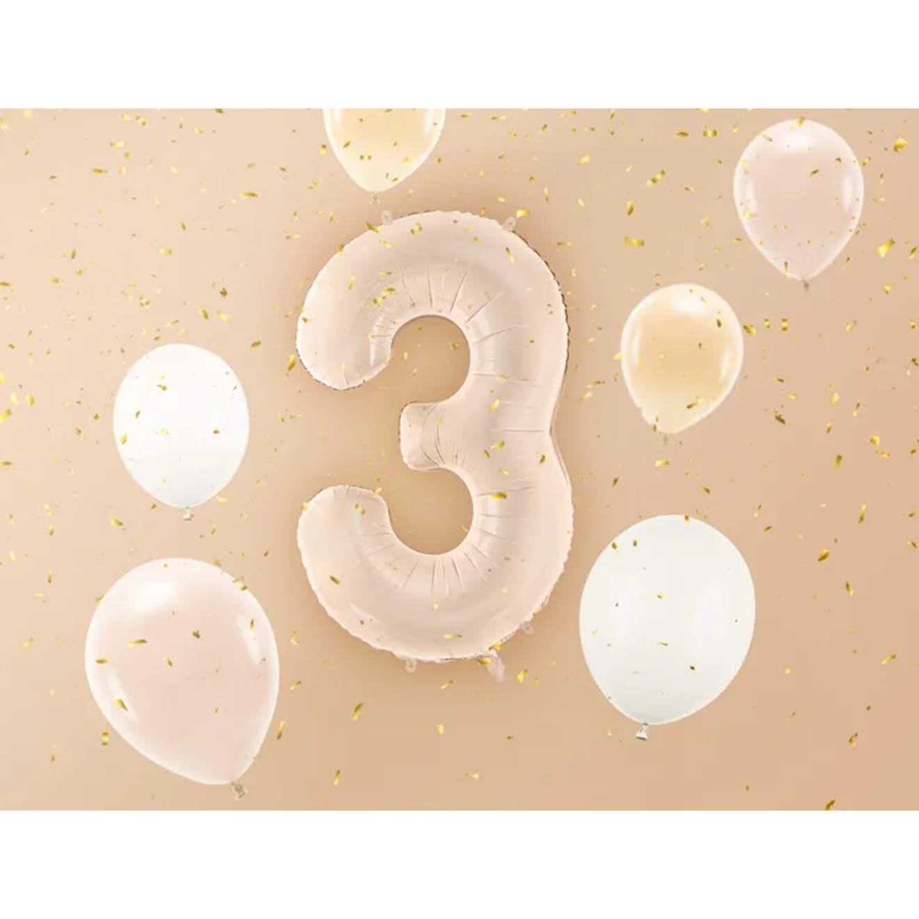 1 Balloon XL - Zahl 3 - Dunkelbeige