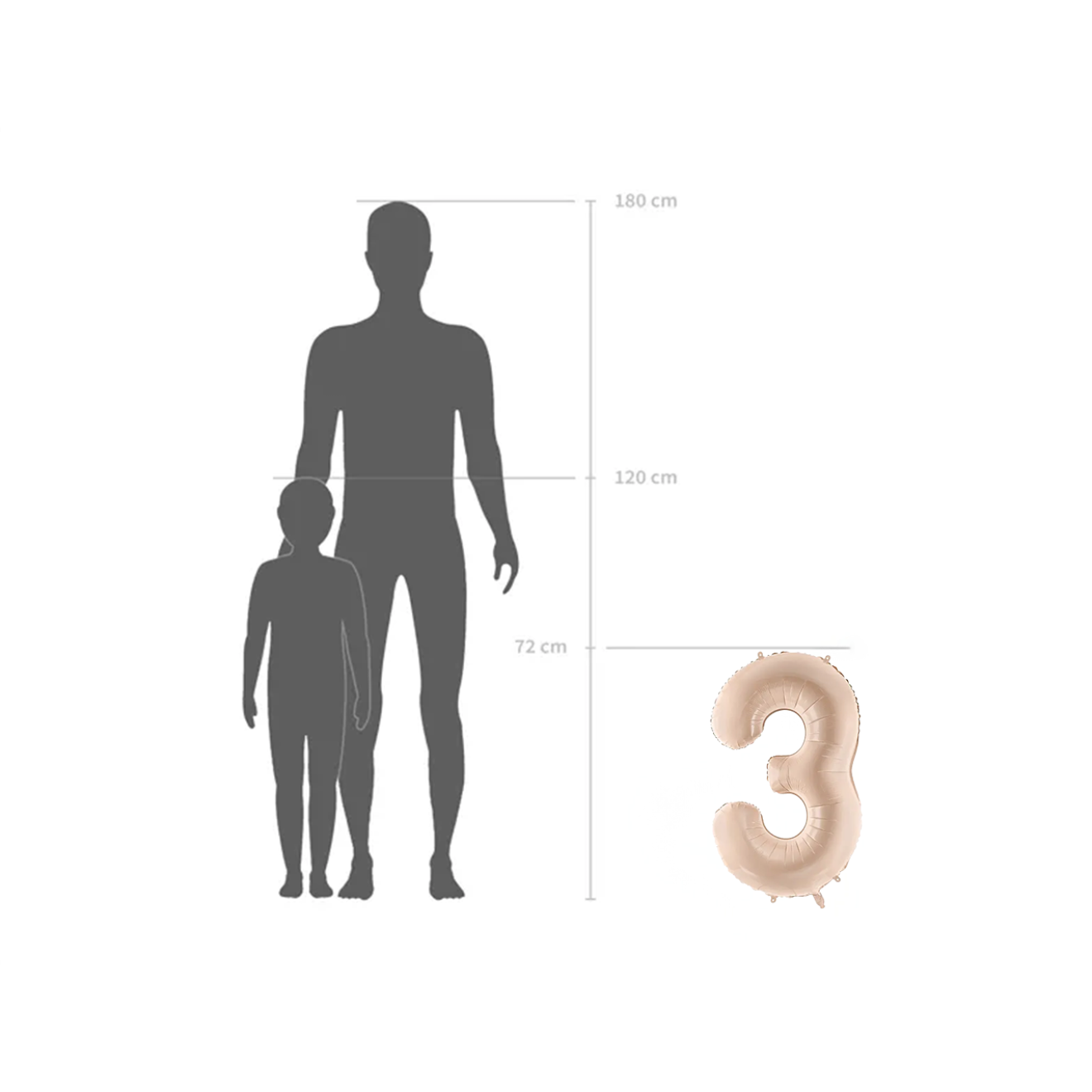 1 Balloon XL - Zahl 3 - Dunkelbeige