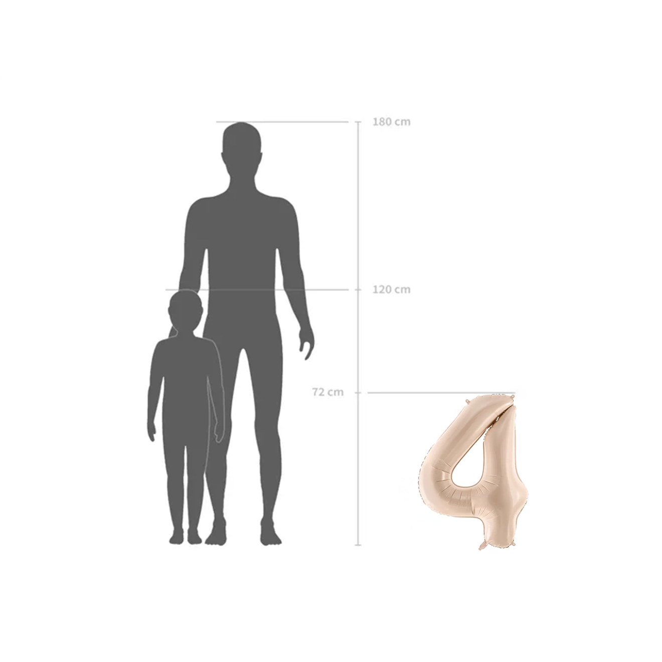1 Balloon XL - Zahl 4 - Dunkelbeige