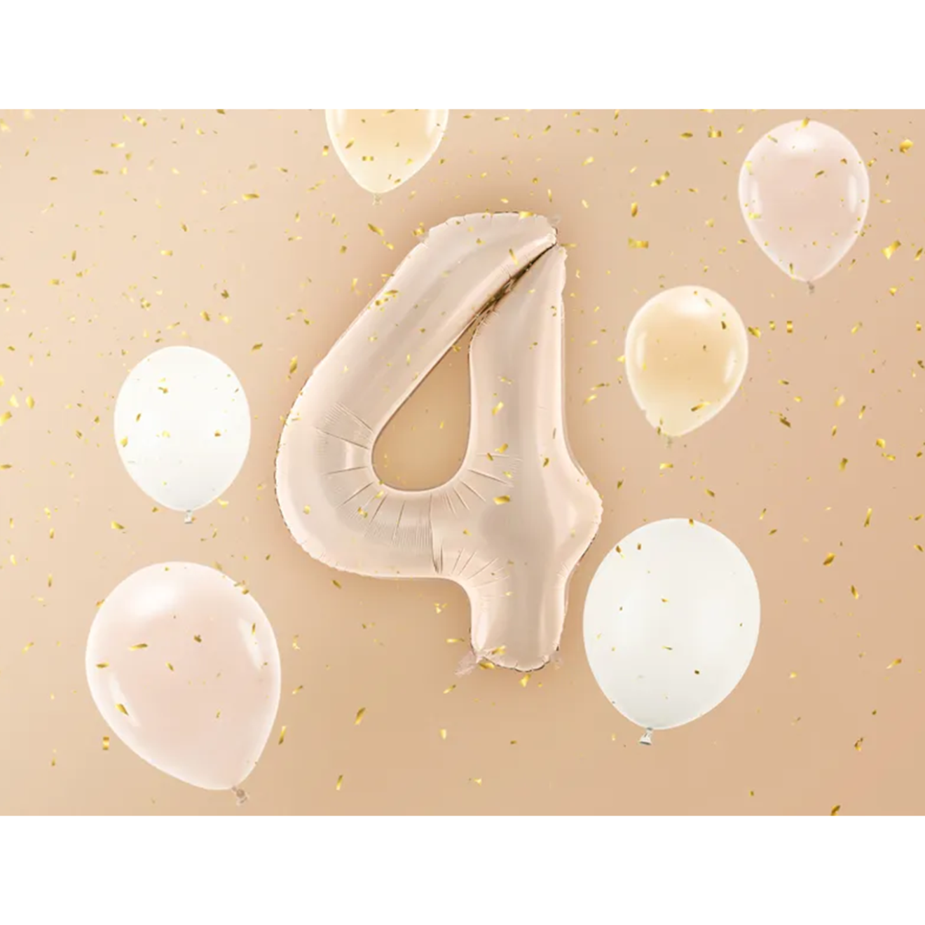 1 Balloon XL - Zahl 4 - Dunkelbeige