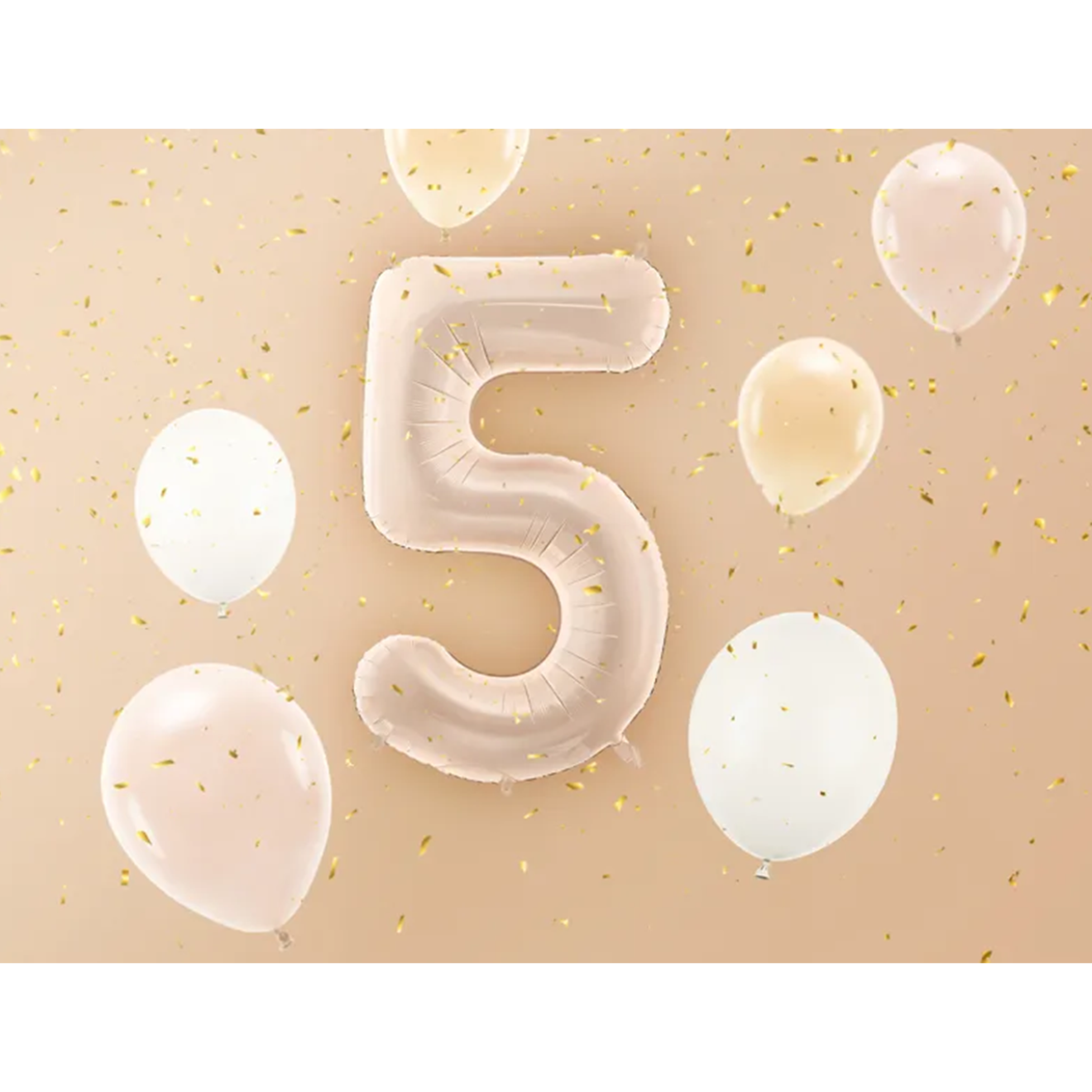 1 Balloon XL - Zahl 5 - Dunkelbeige