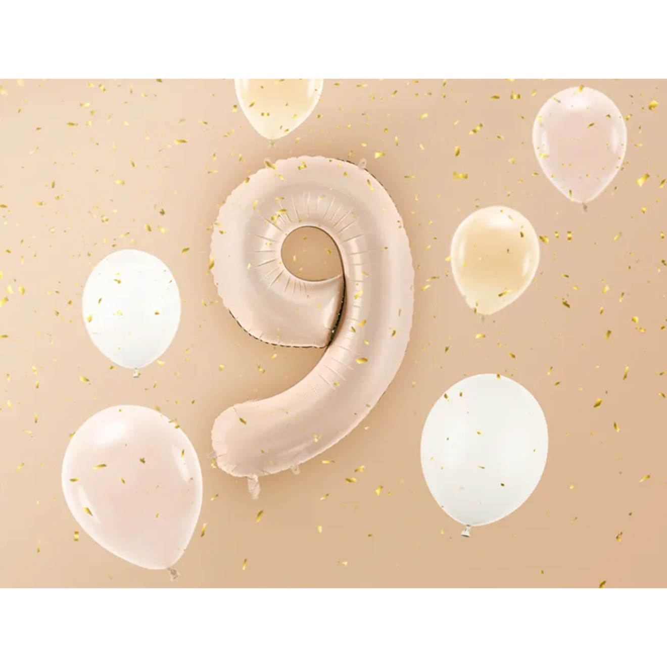1 Balloon XL - Zahl 9 - Dunkelbeige