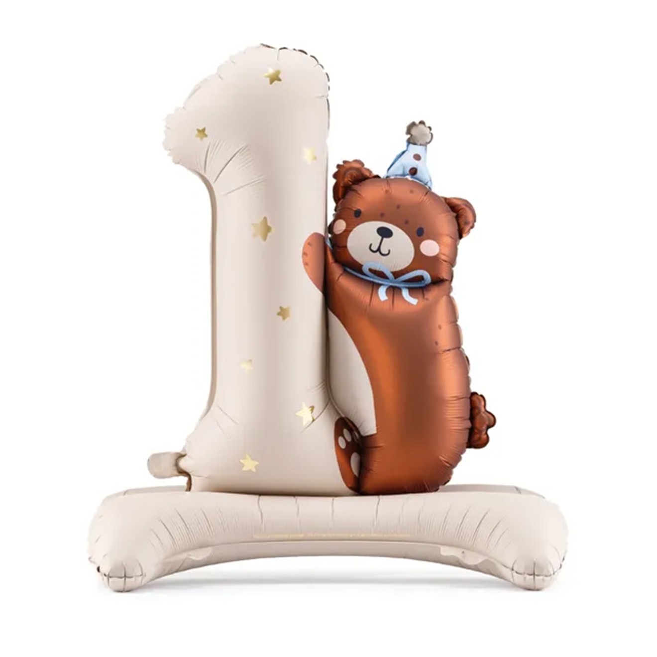 1 Balloon XXL mit Standfuß - Zahl 1 - Bär