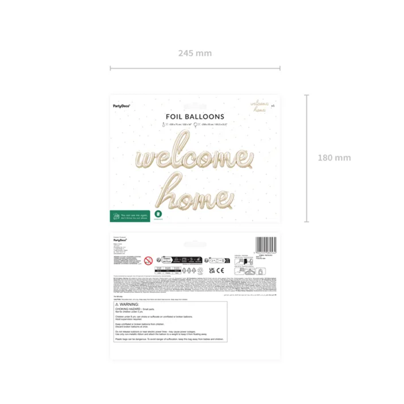 1 Ballon - Schriftzug - Welcome Home - Cappucino