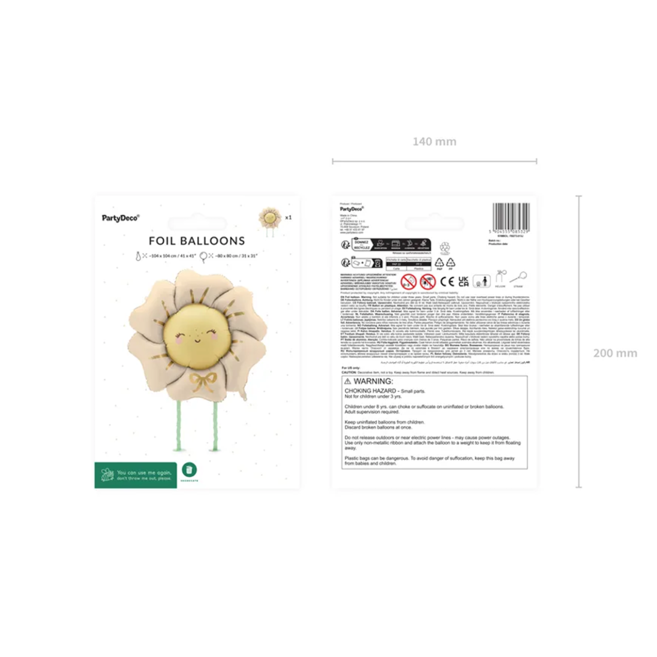 1 Laufender Ballon XXL - Blume - Hellbeige