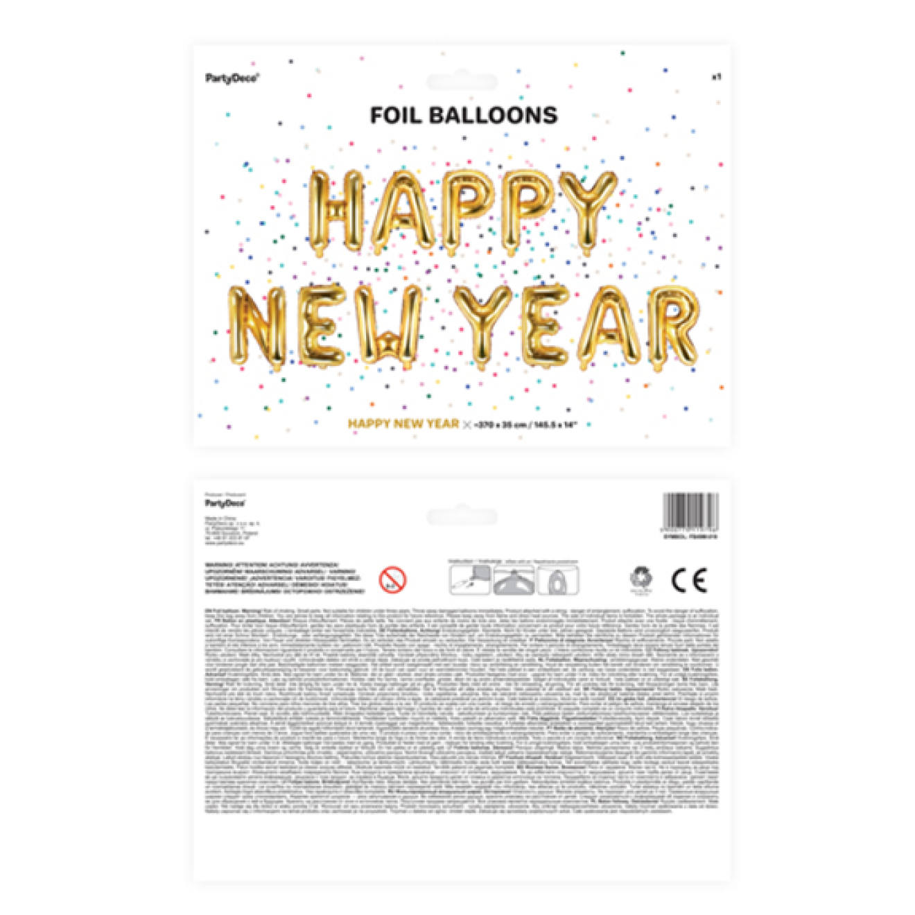 1 Ballon - Schriftzug - Happy New Year - Gold