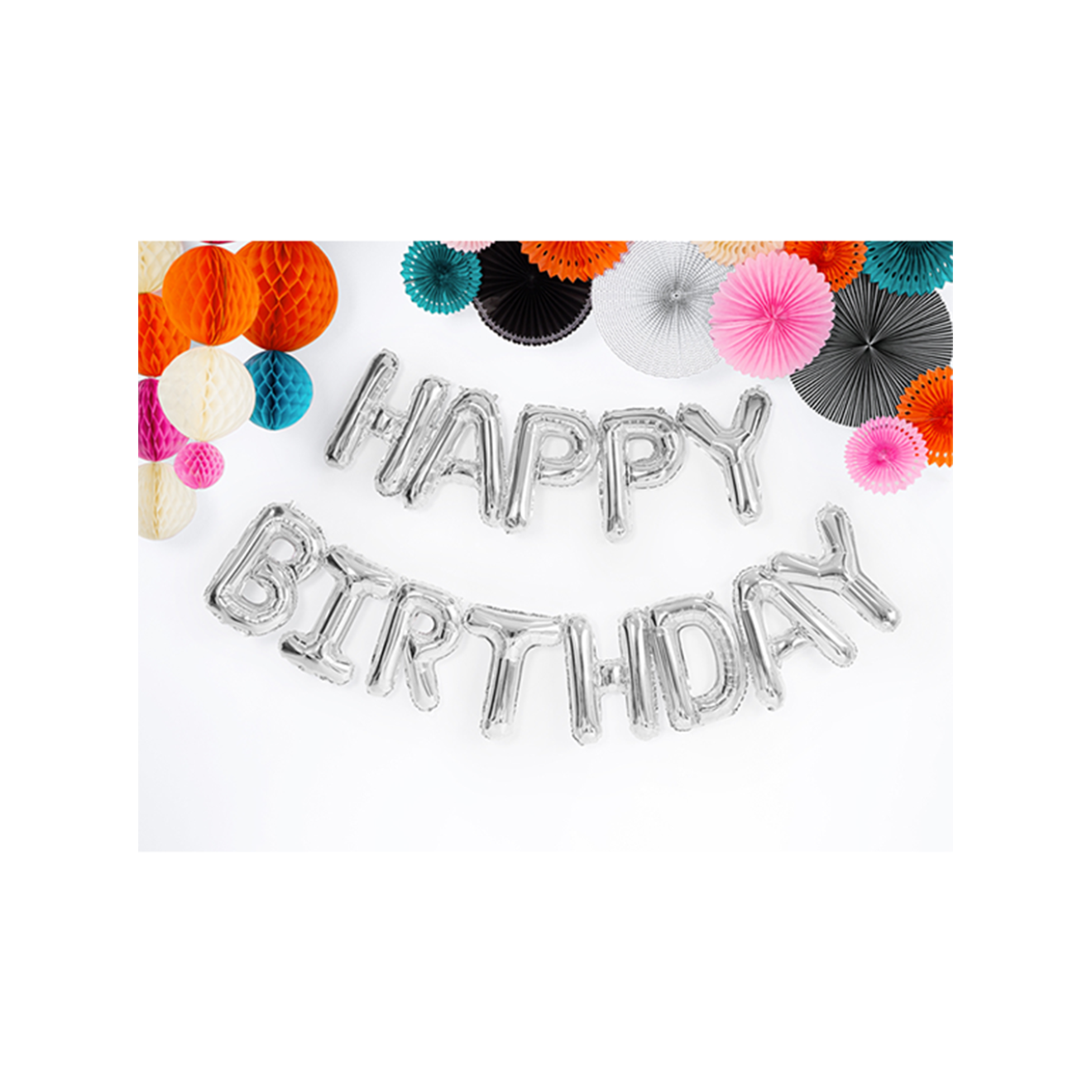 1 Ballon - Schriftzug - Happy Birthday - Silber