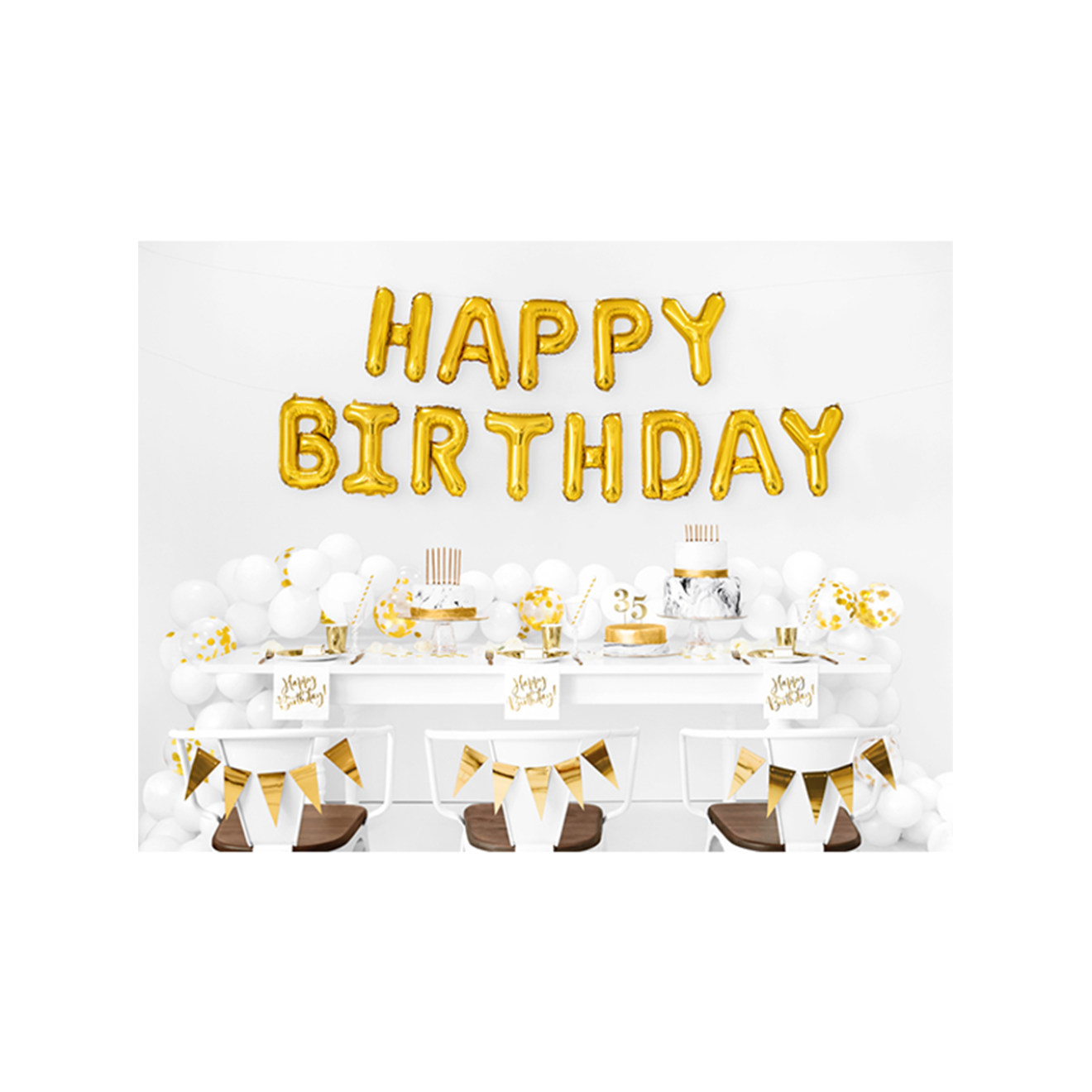 1 Ballon - Schriftzug - Happy Birthday - Gold