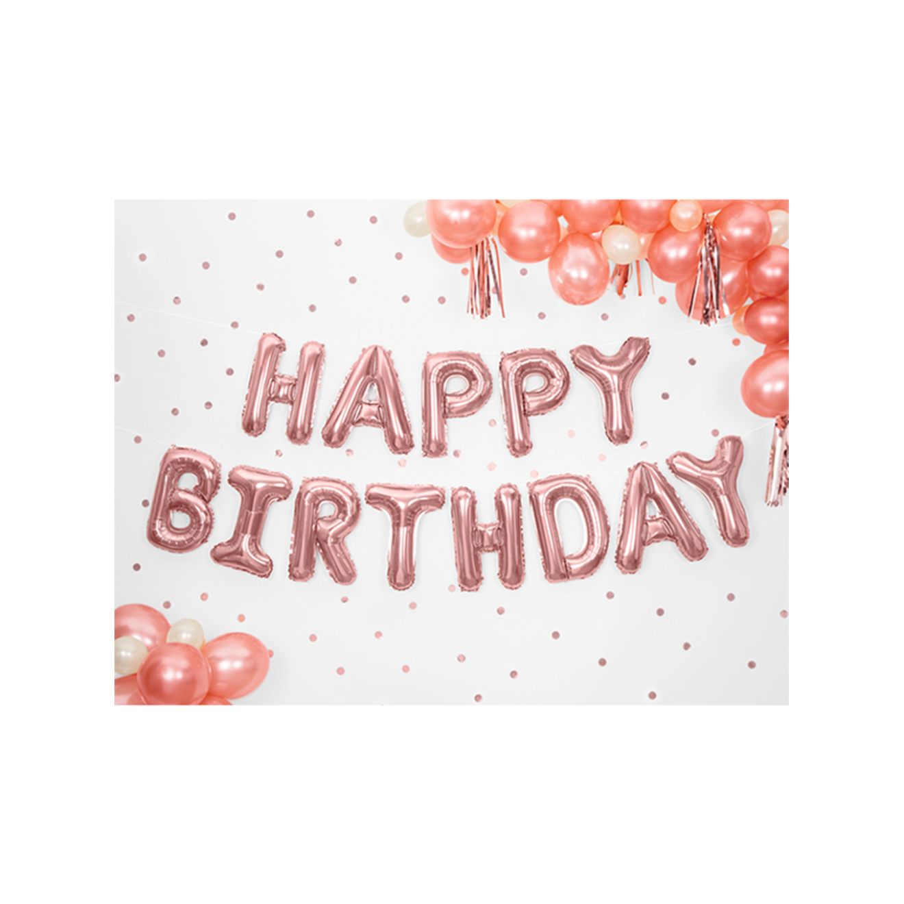 1 Ballon - Schriftzug - Happy Birthday - RoseGold