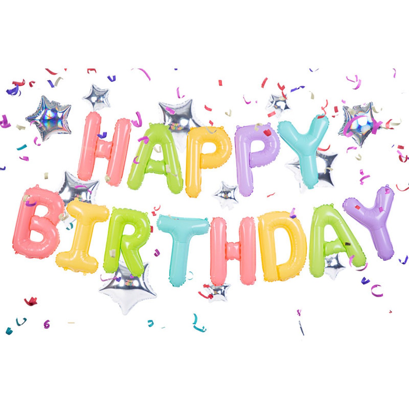 1 Ballon - Schriftzug - Happy Birthday - Bunt