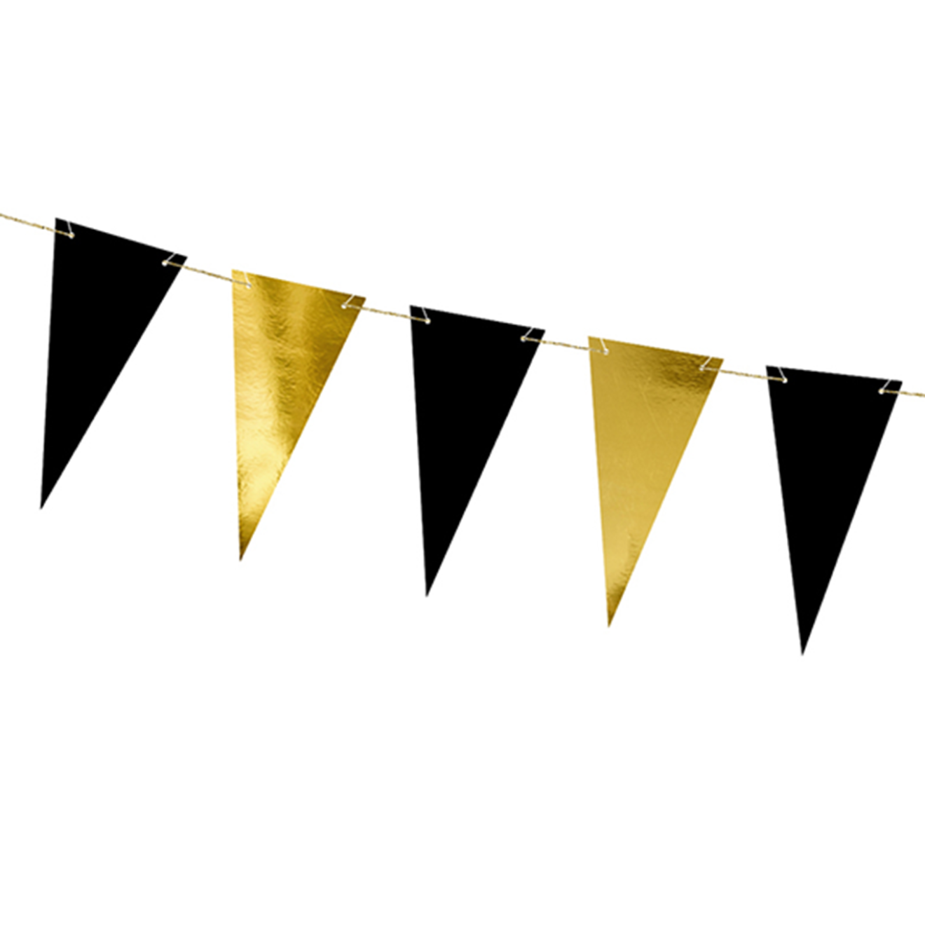 1 Wimpelgirlande - 2,15m - Gold & Schwarz