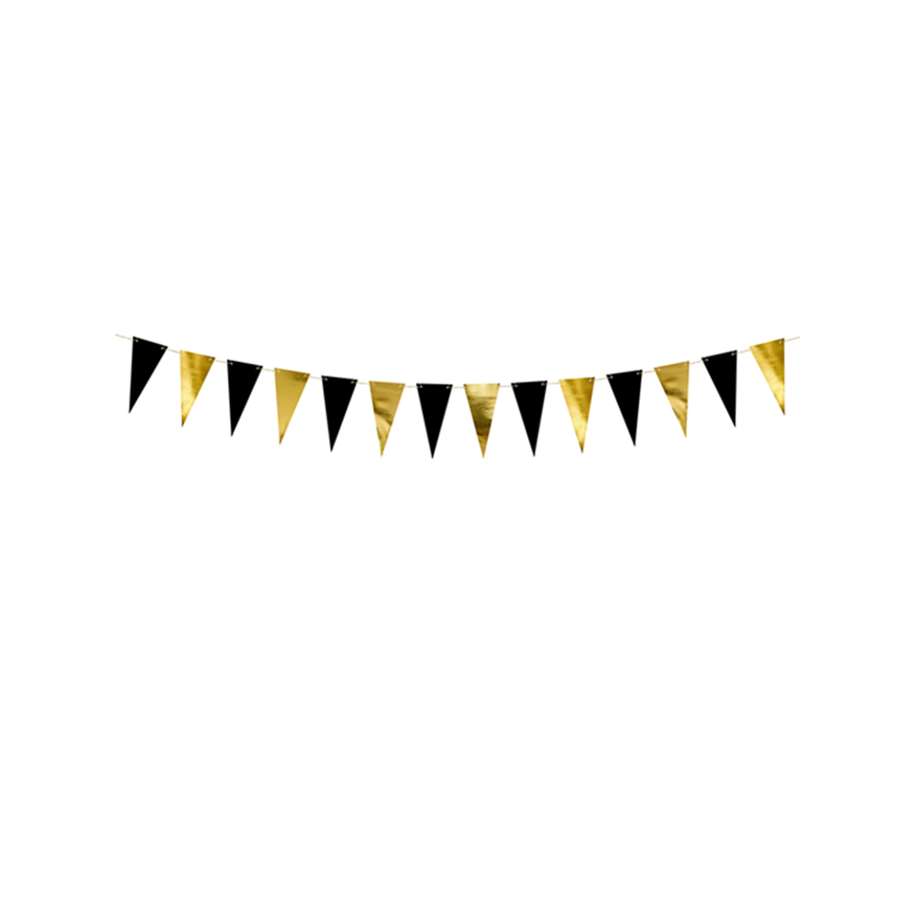 1 Wimpelgirlande - 2,15m - Gold & Schwarz