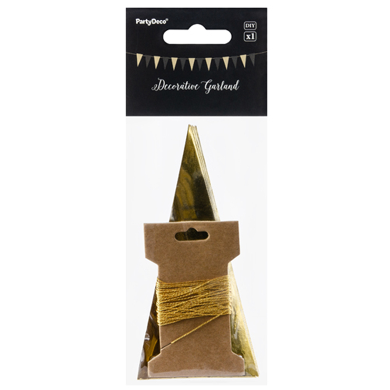 1 Wimpelgirlande - 2,15m - Gold & Schwarz