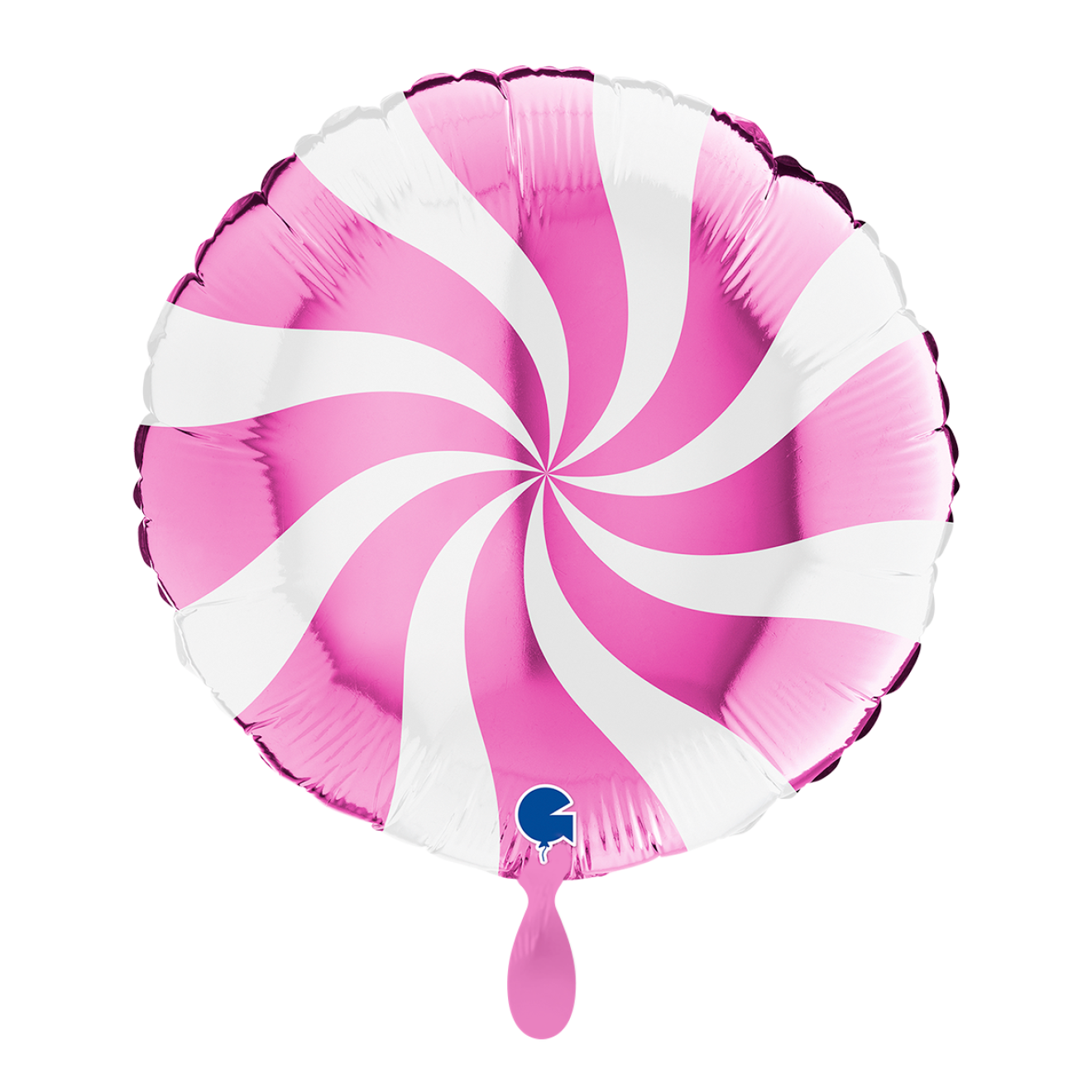 1 Balloon - Swirly - White-Fuxia