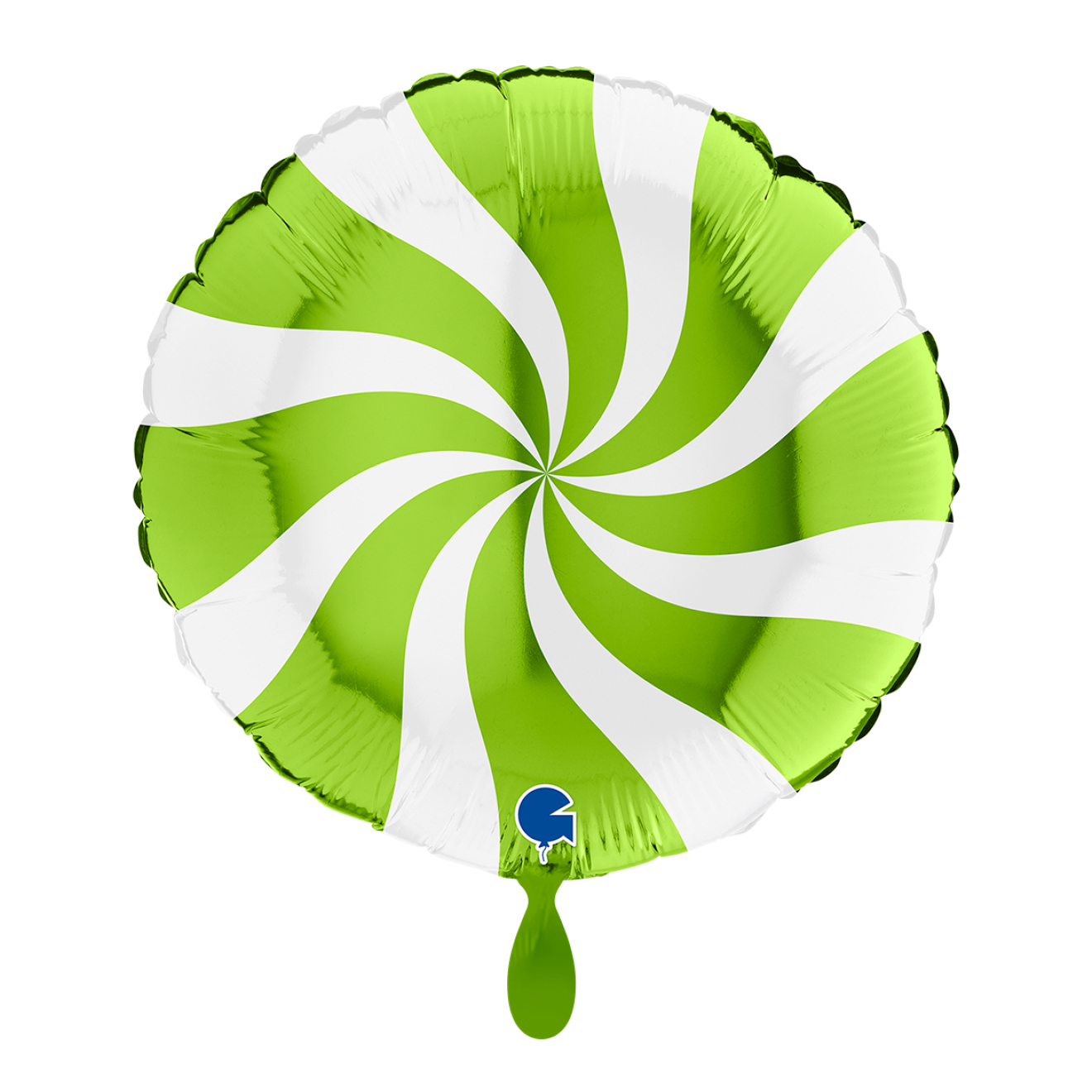 1 Balloon - Swirly - White-Lime Green