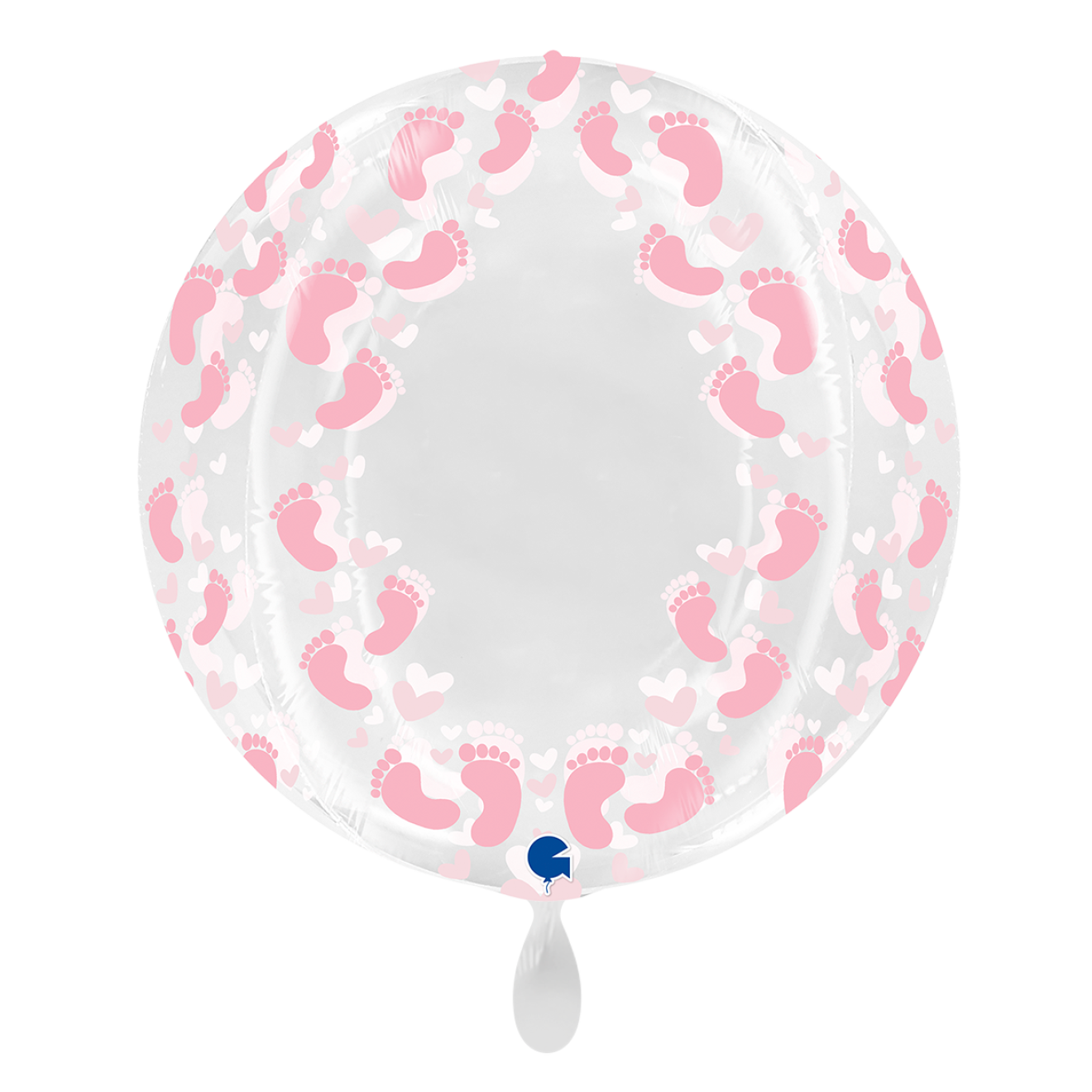 1 Balloon 4D XXL - Globe - Transparent Pink Footprint