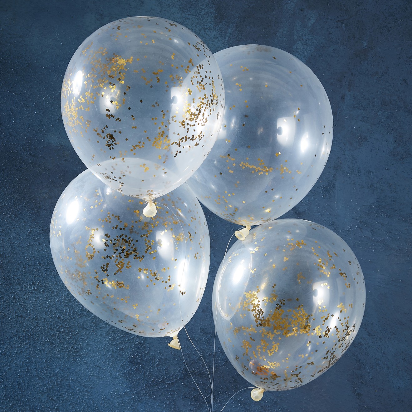 5 Balloons - Confetti Balloon - 12" - Gold Glitter