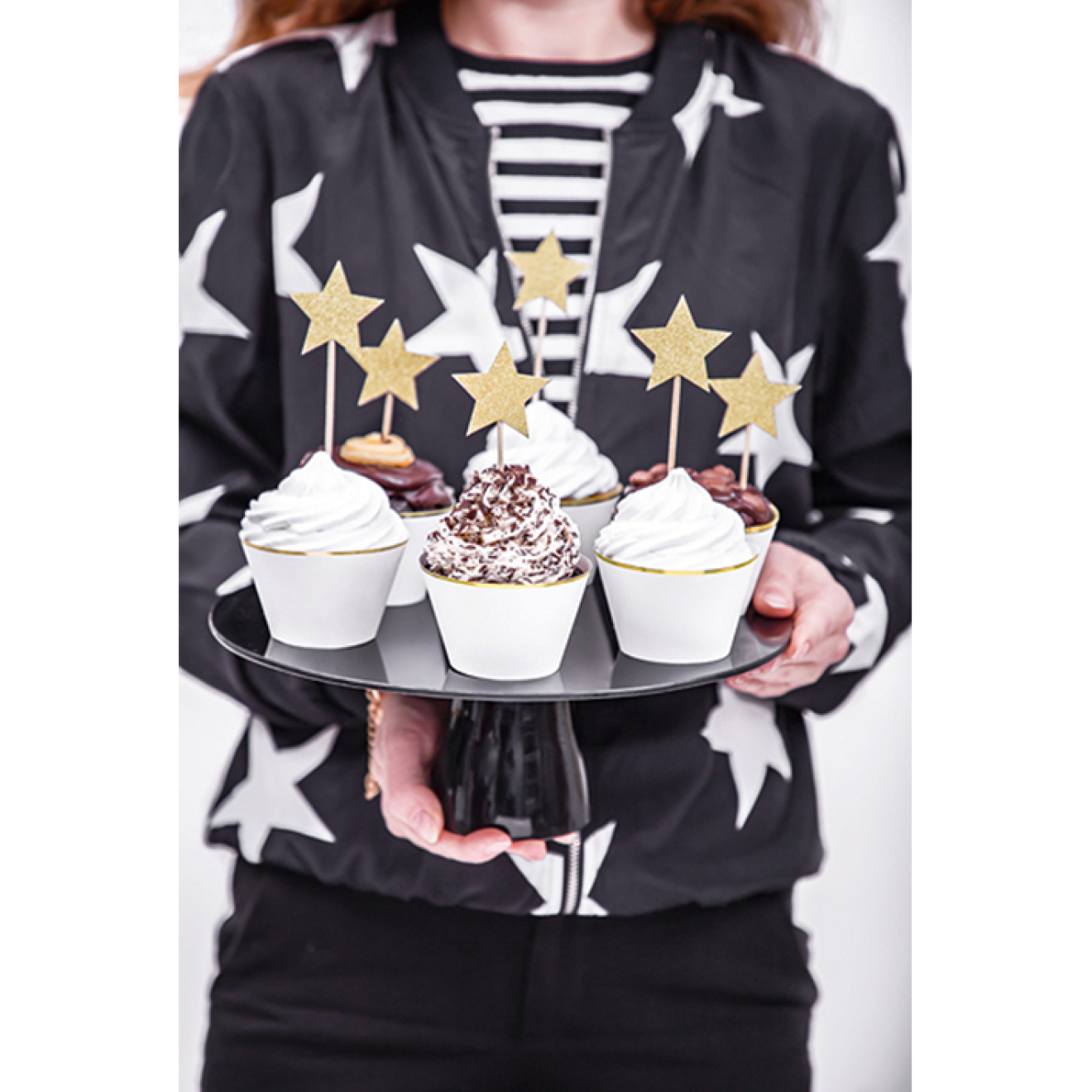 6 Cake Topper - Stars - Gold