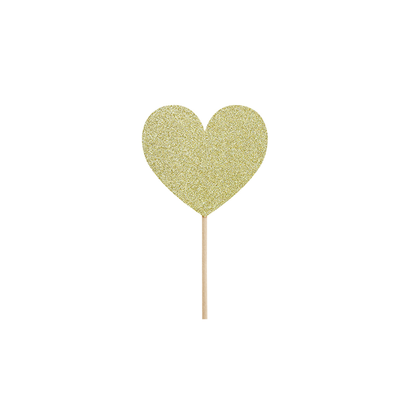 6 Cake Topper - Glitter Hearts Gold