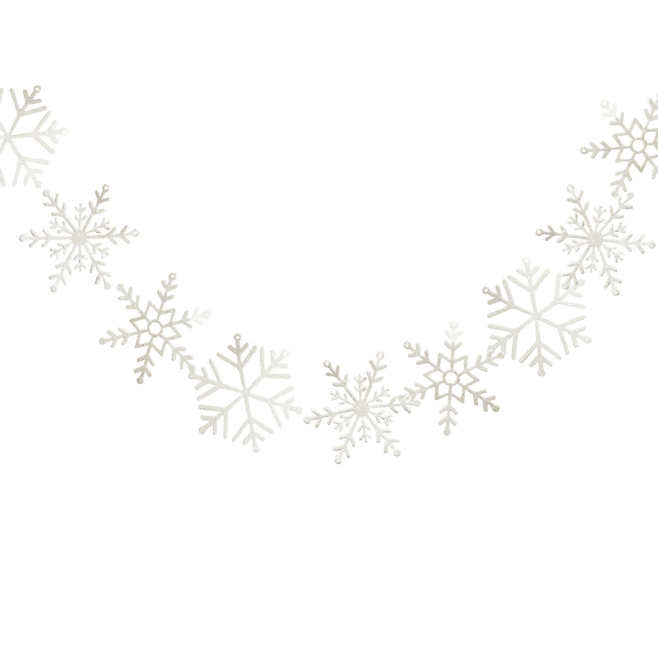 1 Garland - White Glitter Snowflake