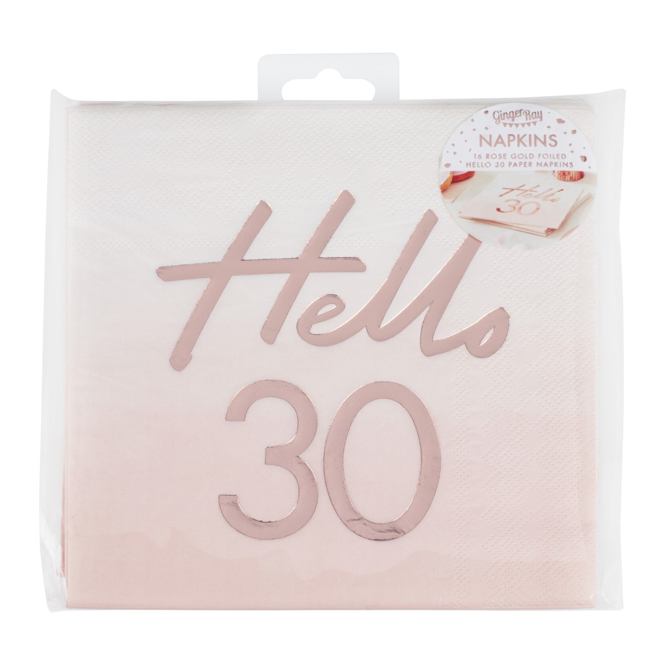 16 Rose Gold Foiled Watercolour Napkin - Hello 30