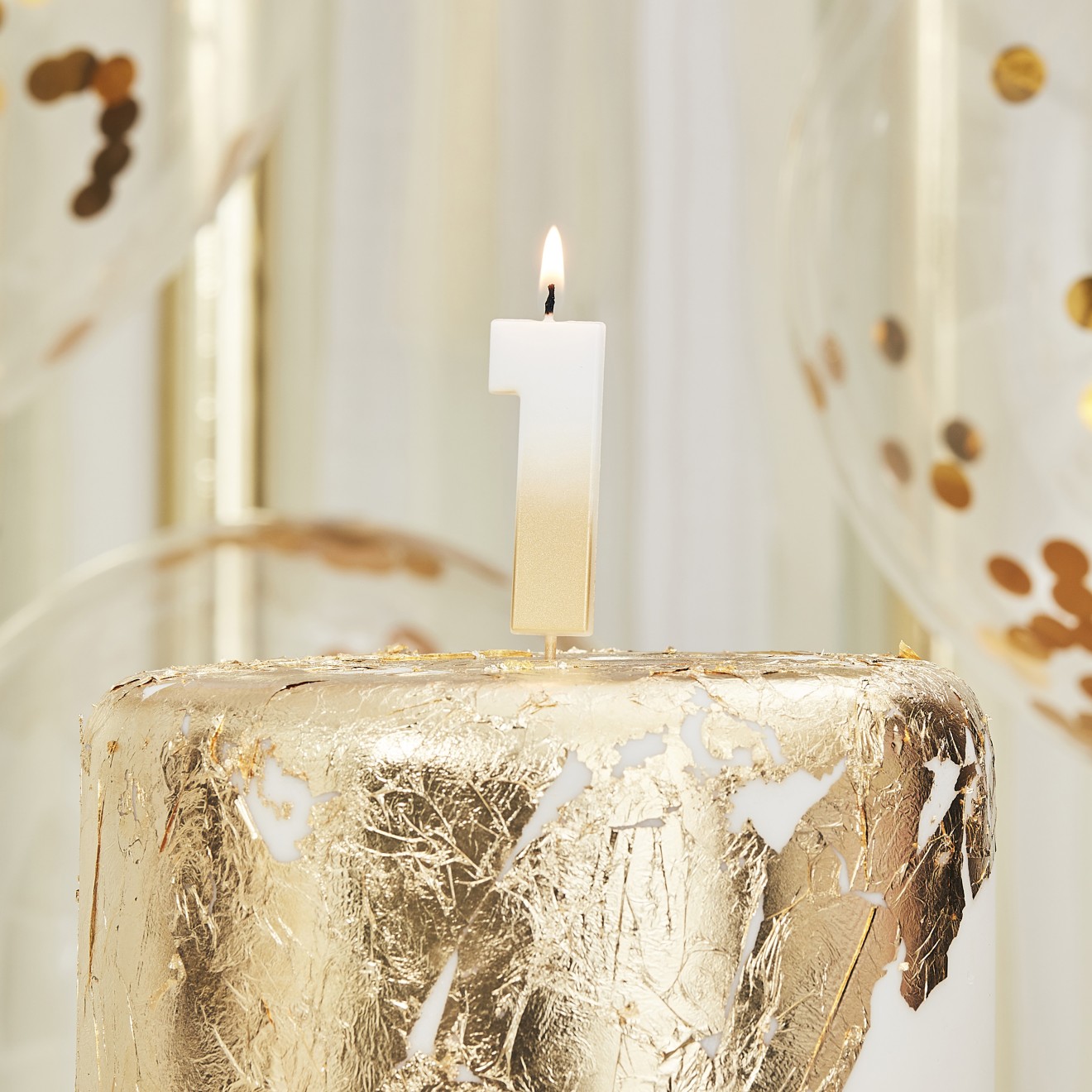 1 Gold Ombre Number Candle - 1