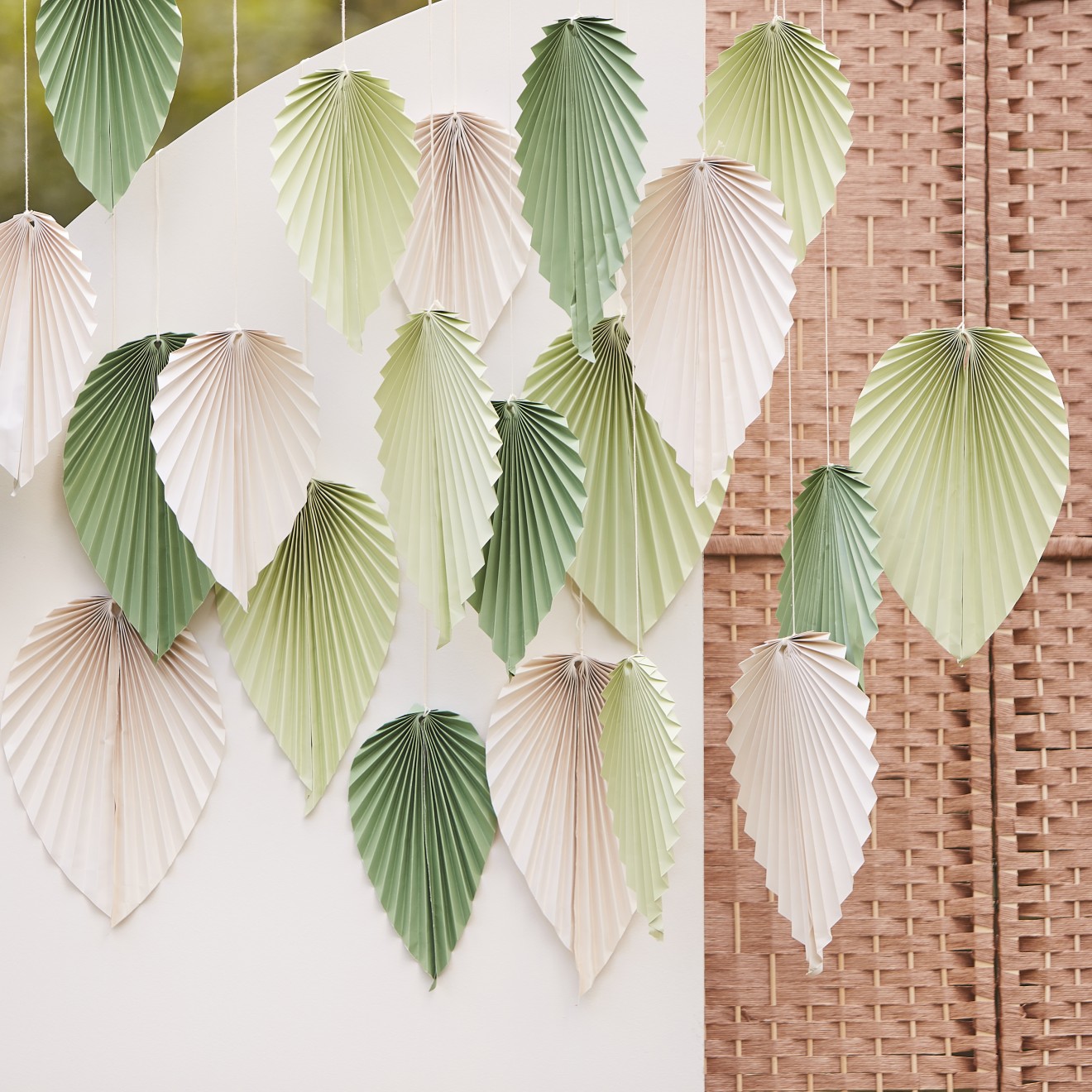 1 Backdrop - Paper Palm Spear Fans - Cream & Sage