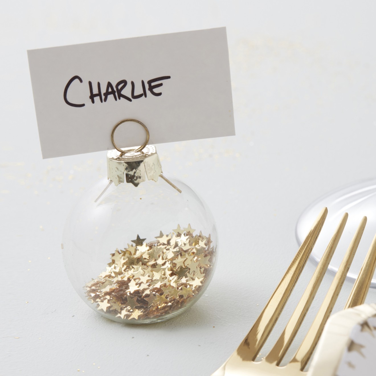 6 Place Card Holder Bauble - Gold