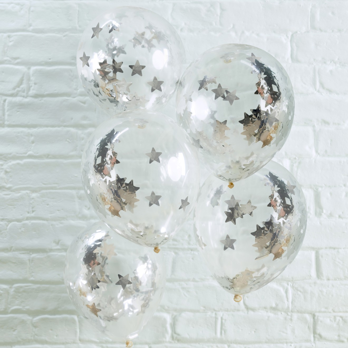 5 Balloon - Confetti - Silver Star