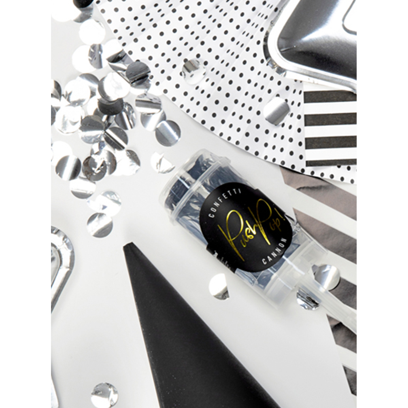 1 Konfetti Push Pop - Silber