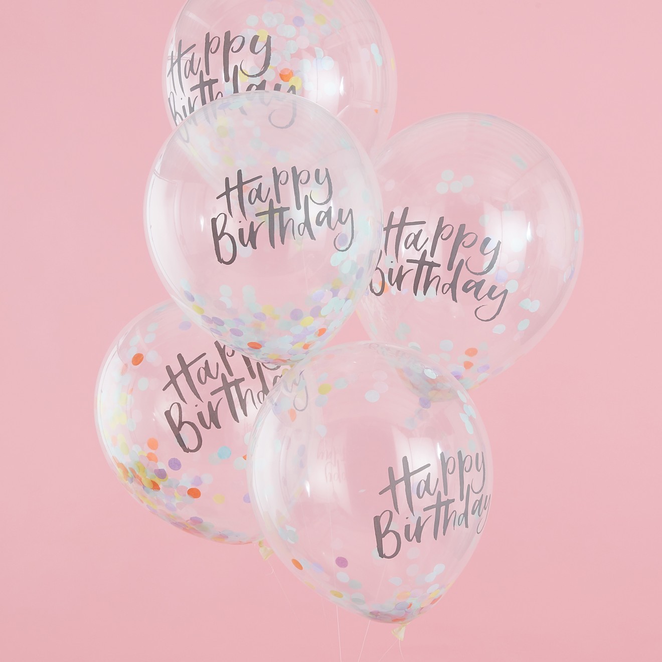 5 Balloons - Confetti - Happy Birthday