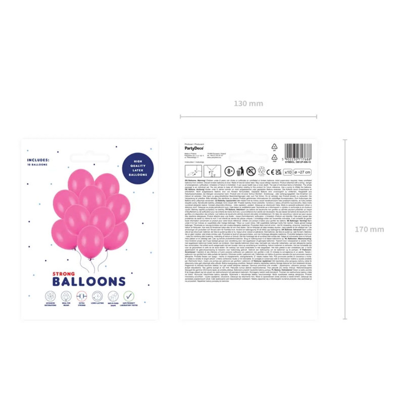 10 Luftballons - Ø 27cm - Pastell Hot Pink