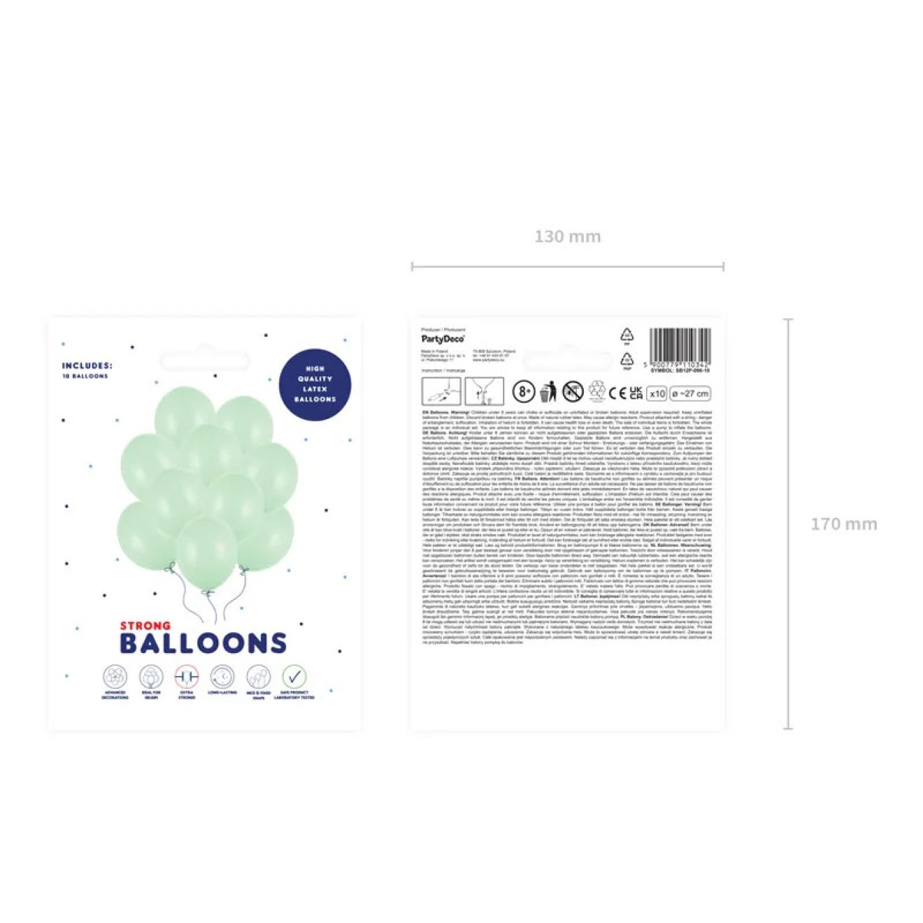 10 Luftballons - Ø 27cm - Pastell Pistachio