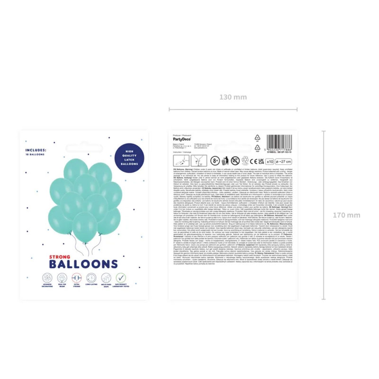 10 Luftballons - Ø 27cm - Pastell Mint Green