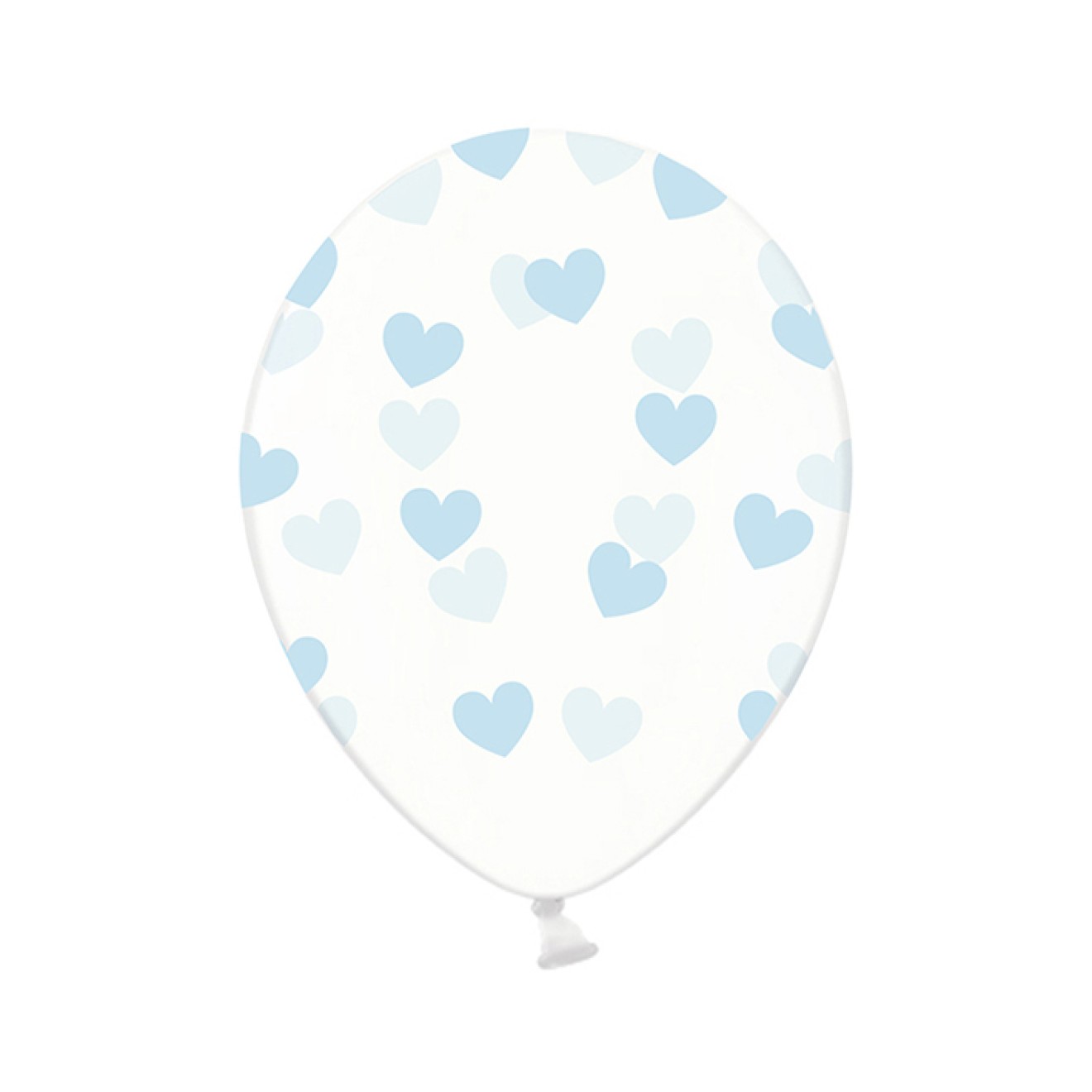 6 Motivballons Clear - Ø 30cm - Hearts - Hellblau