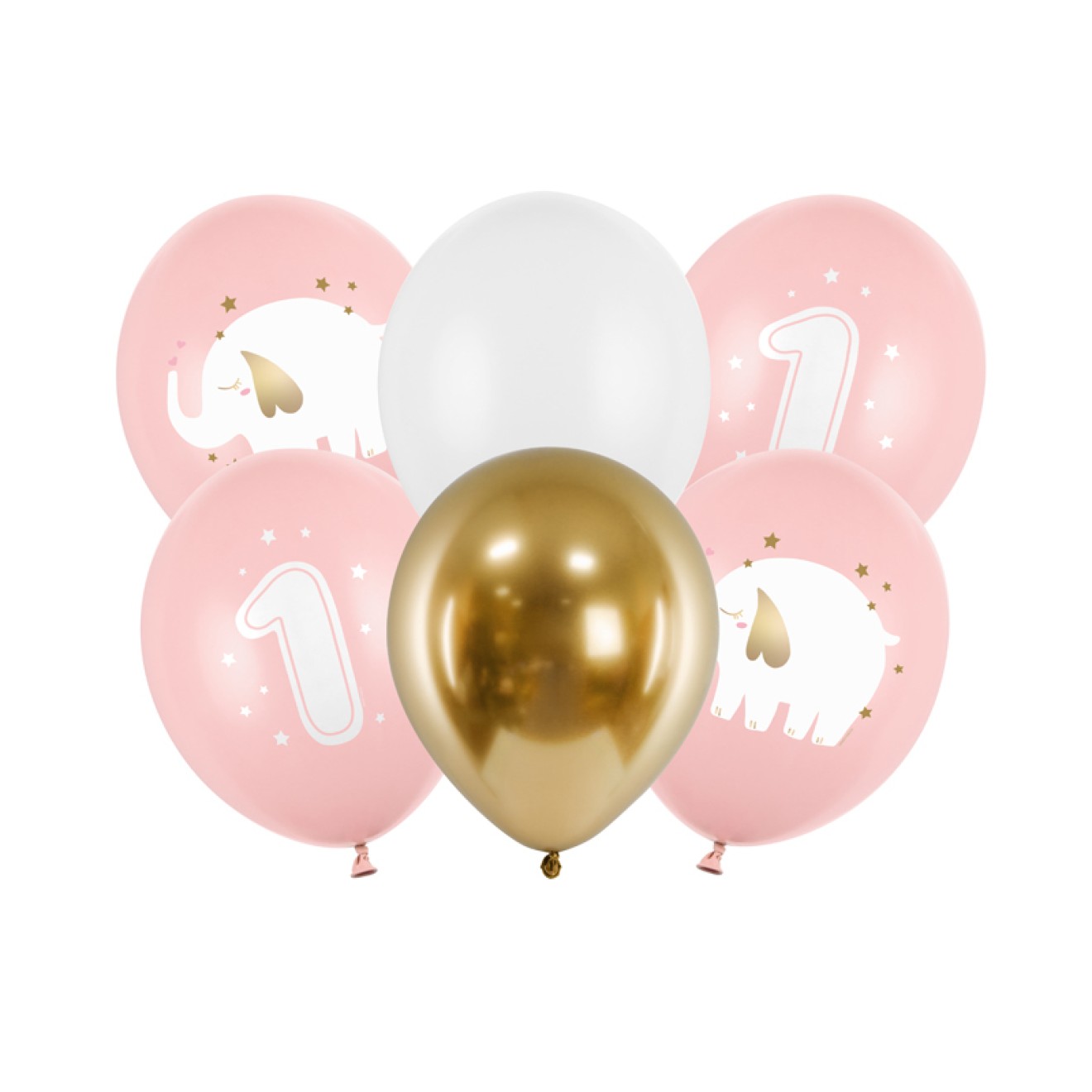 6 Motivballons - Ø 30cm - One Year Girl