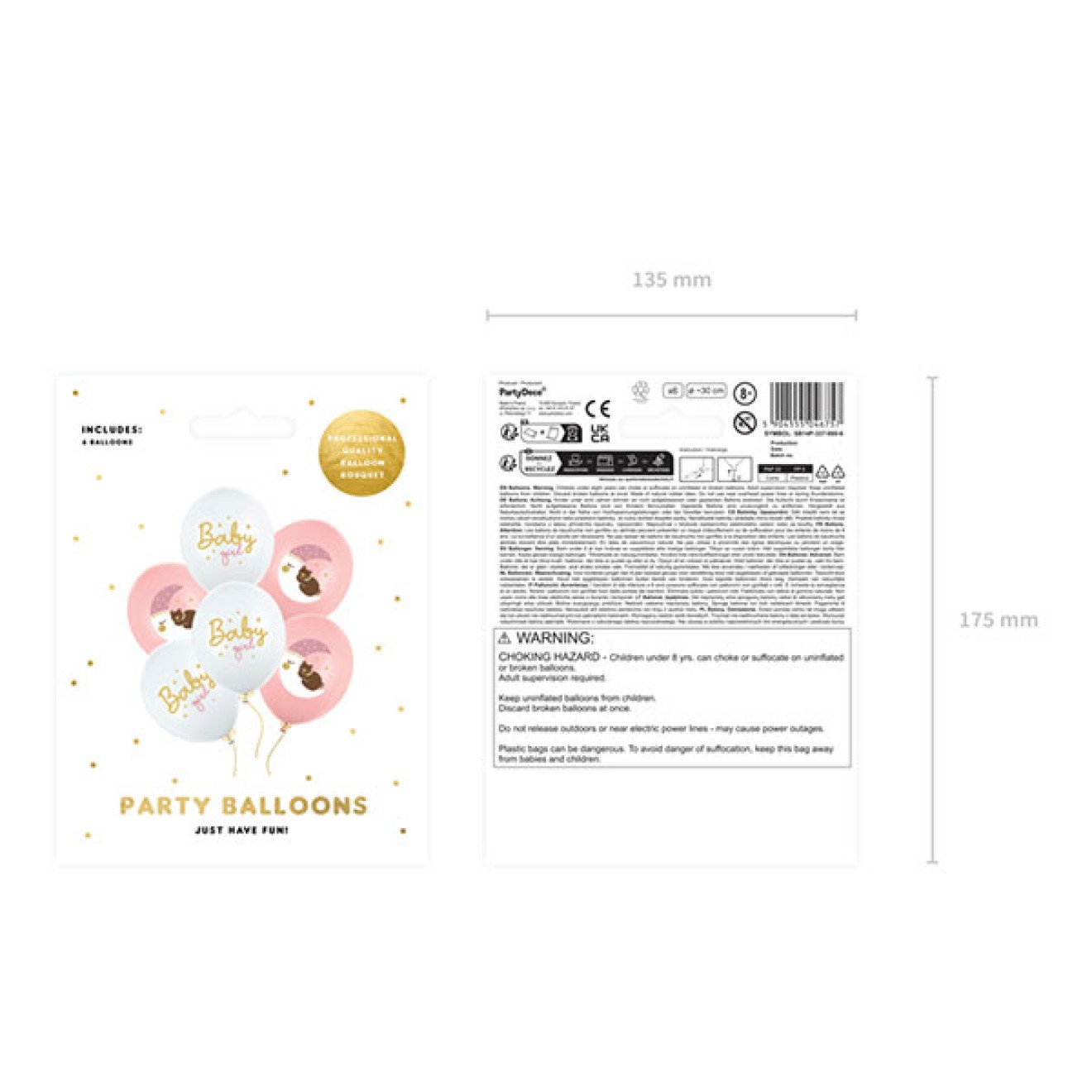 6 Motivballons - Ø 30 cm - Baby girl