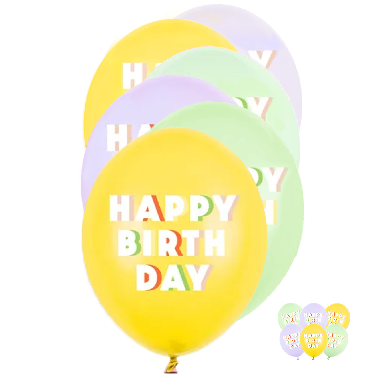 6 Motivballons - Ø 30 cm - Happy Birthday - Mix