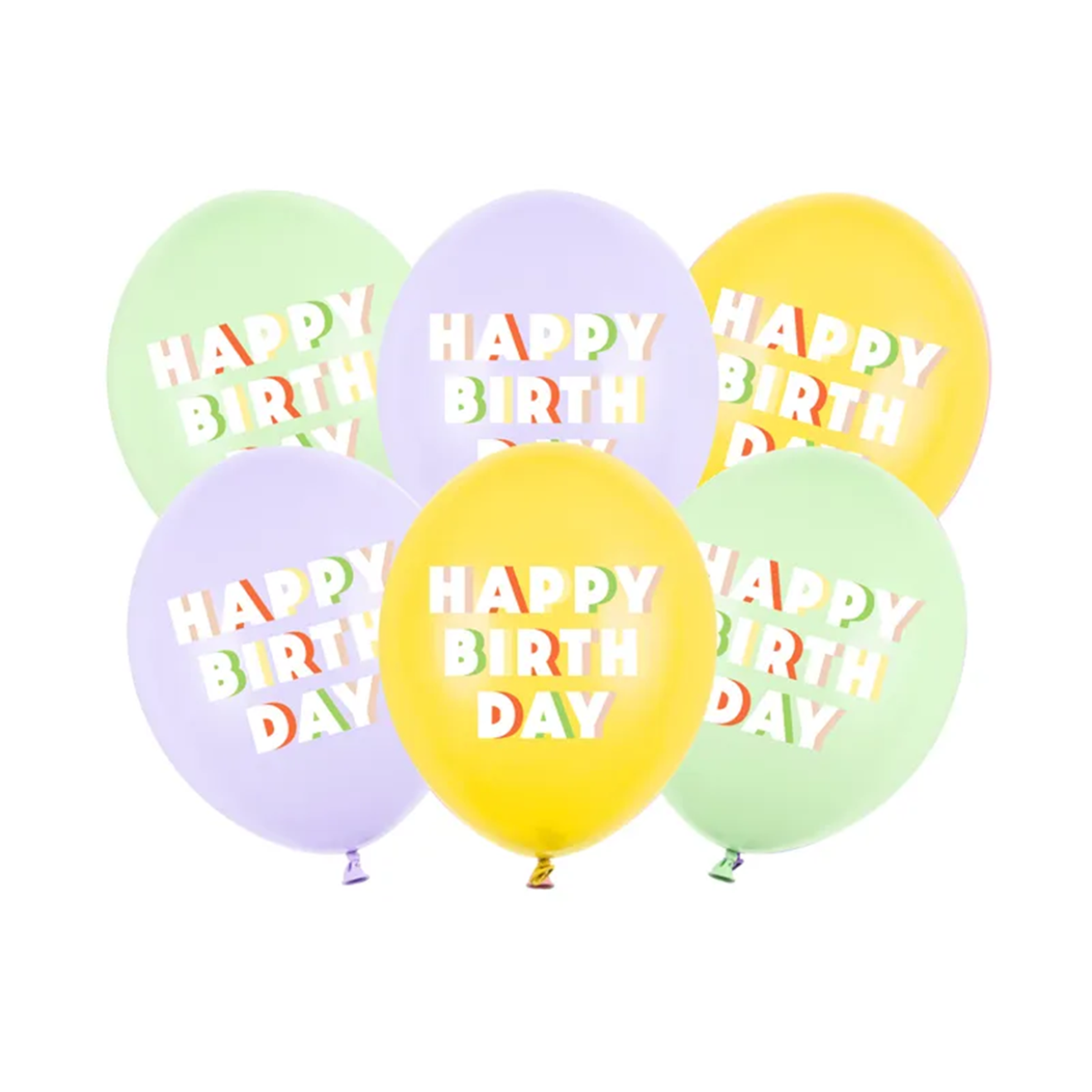 6 Motivballons - Ø 30 cm - Happy Birthday - Mix