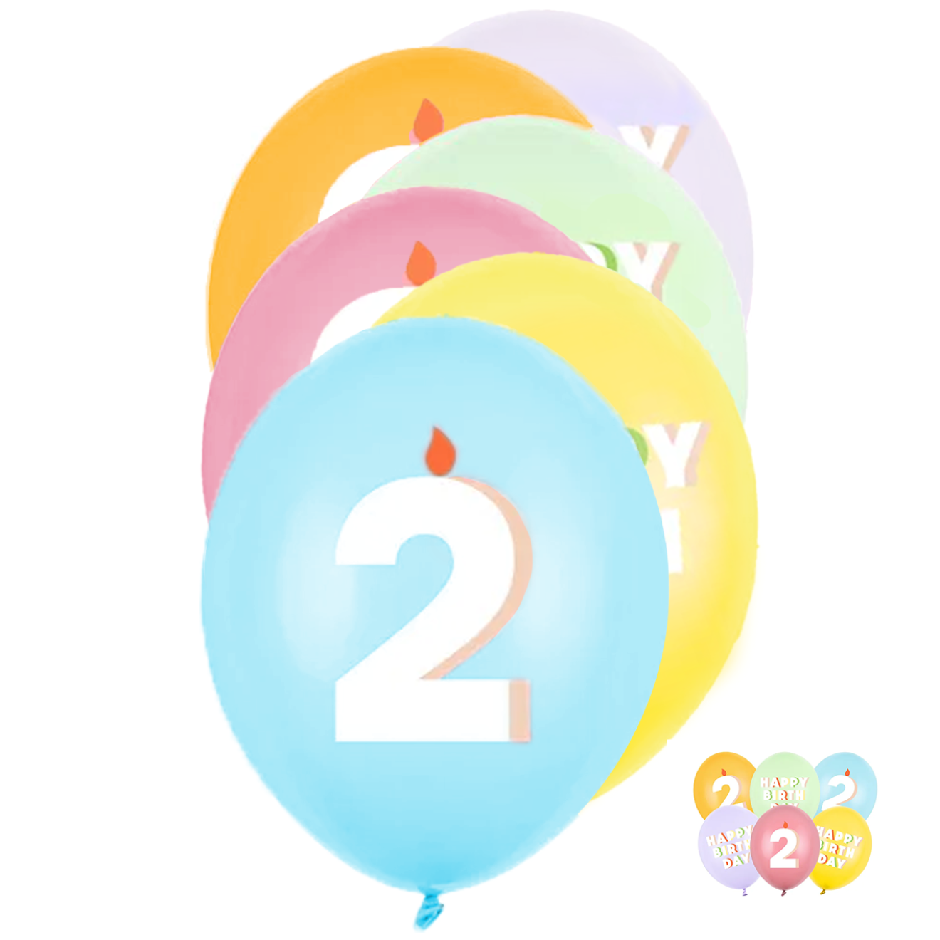 6 Motivballons - Ø 30 cm - Happy Birthday 2 - Mix