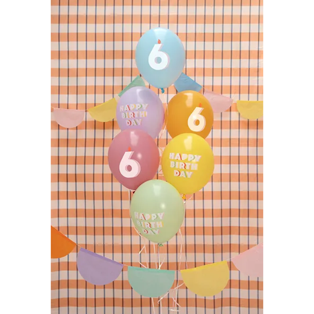 6 Motivballons - Ø 30 cm - Happy Birthday 6 - Mix