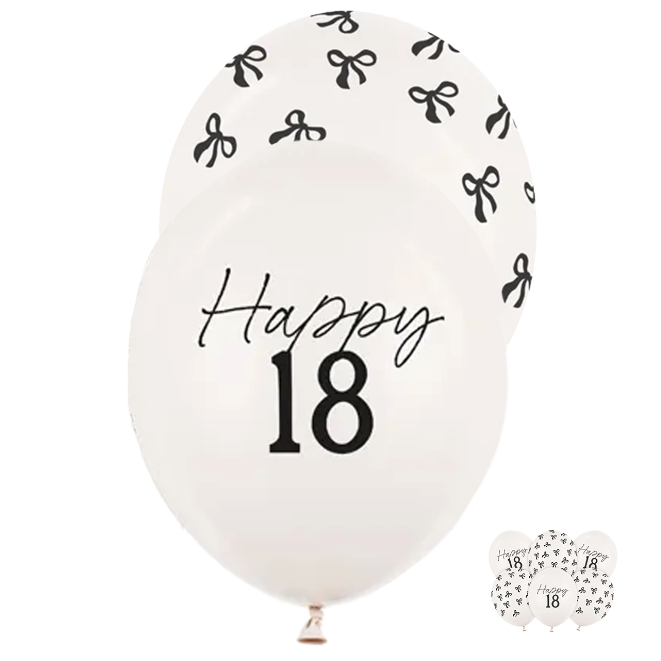 6 Motivballons - Ø 30 cm - Happy Birthday 18 - Pastell Off-White