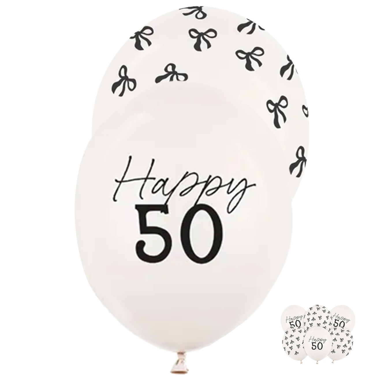 6 Motivballons - Ø 30 cm - Happy Birthday 50 - Pastell Off-White