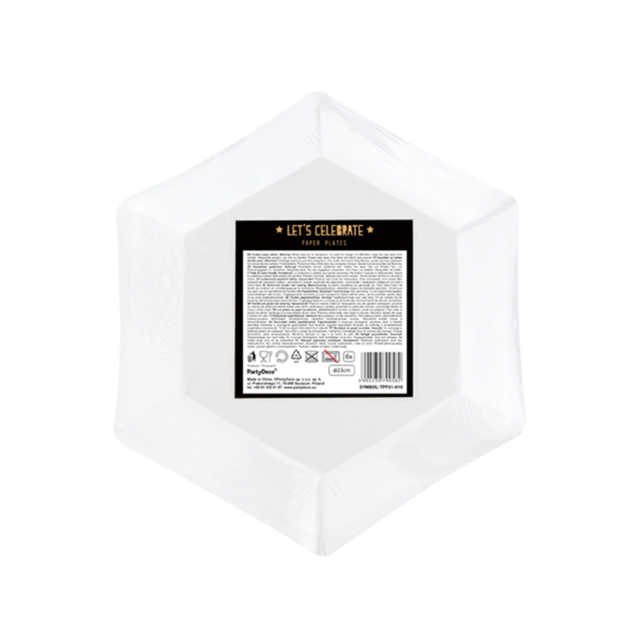 6 Pappteller Trend - Ø 23cm - Schwarz & Gold