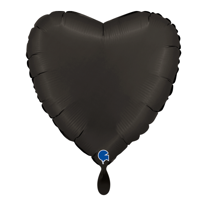 1 Balloon - Heart - Satin Fumé Black