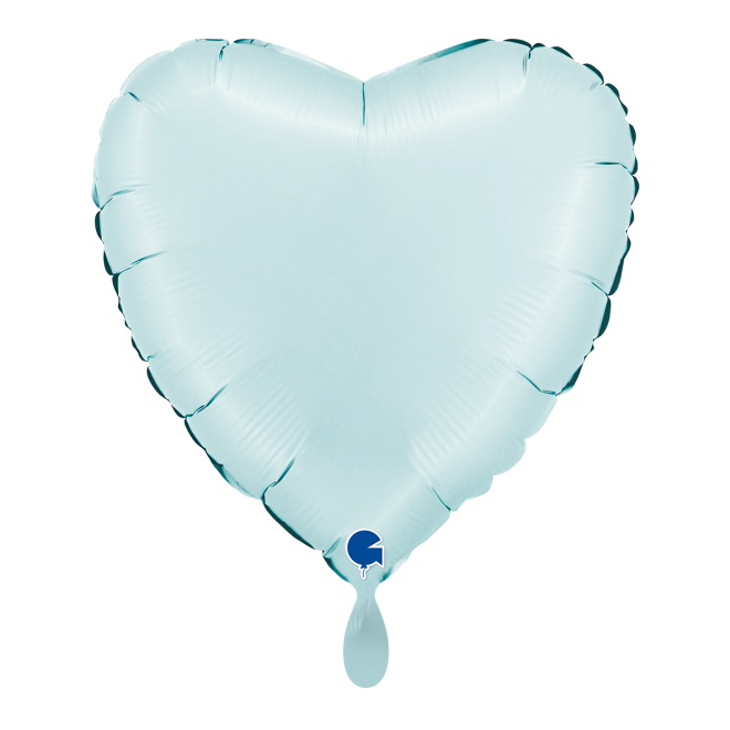 1 Balloon - Heart - Satin Pastel Blue