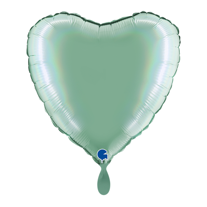 1 Balloon - Heart - Rainbow Holographic Platinum Tiffany